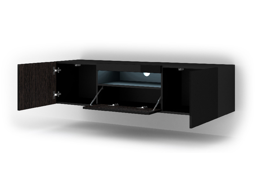 TV stolek/skříňka Aurinko 150 (lesklá černá) (s osvětlením)