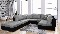 Rohová sedací souprava U Deron  (s taburetem) (L) (šedá + černá)