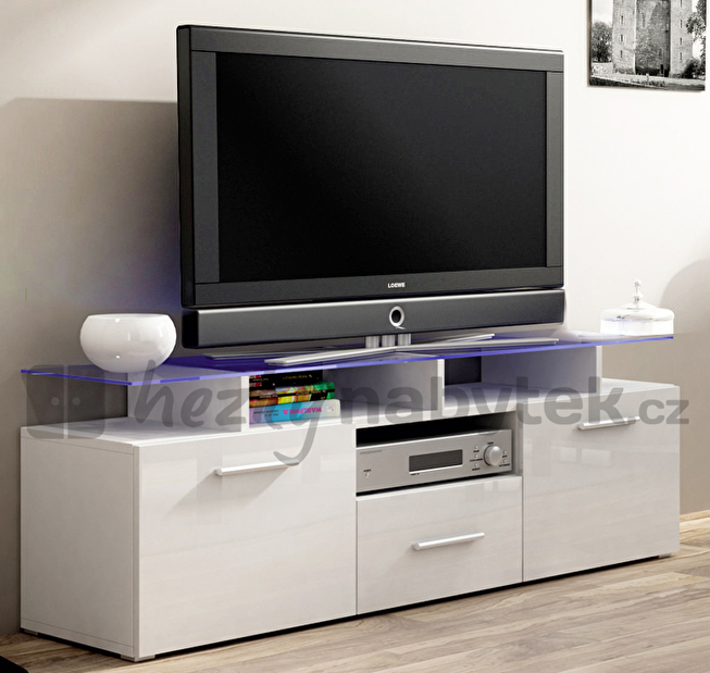 TV stolek/skříňka Evora Mini bílá (s osvětlením)