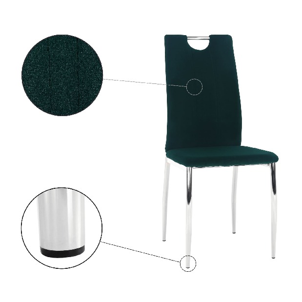 Jídelní židle Don Juan NEW (smaragdová + chróm)