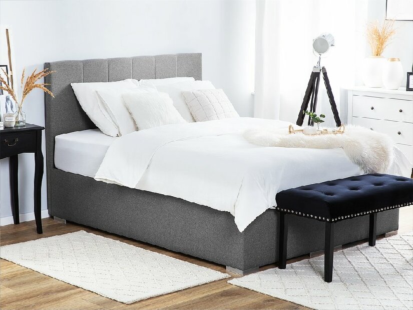 Manželská postel Boxspring 160 cm LORRO (s matracemi) (šedá)