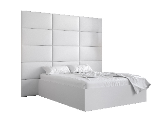 Manželská postel s čalouněným čelem 160 cm Brittany 1 (bílá matná + bílá) (s roštem)