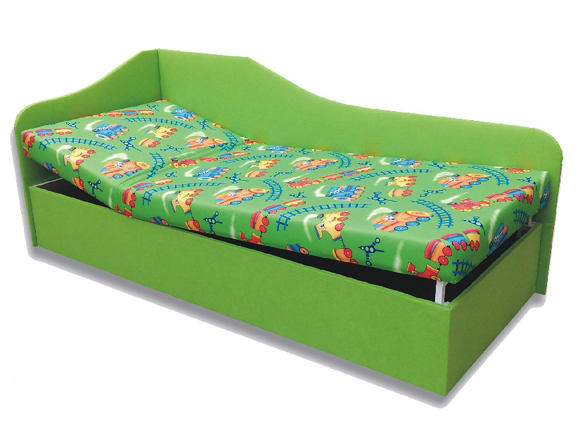 Jednolůžková postel (válenda) 80 cm Abigail (Vláček 4 + Zelená X101) (L)
