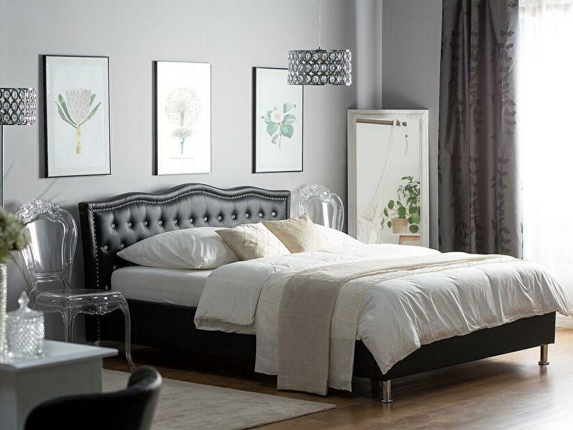 Manželská postel 160 cm MATH (s roštem) (černá)