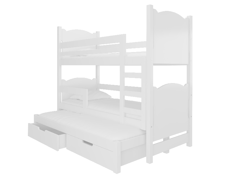 Patrová dětská postel 180x75 cm Lukrece (s roštem a matrací) (bílá)