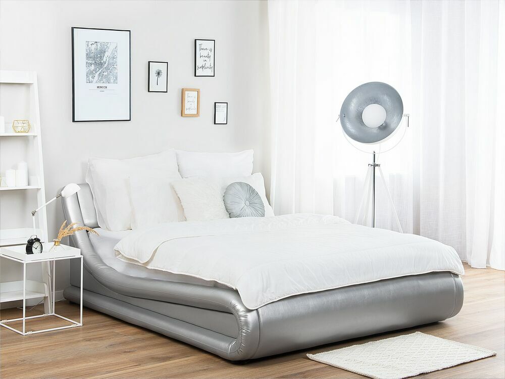 Manželská postel 160 cm AVENUE (s roštem a úl. prostorem) (stříbrná)