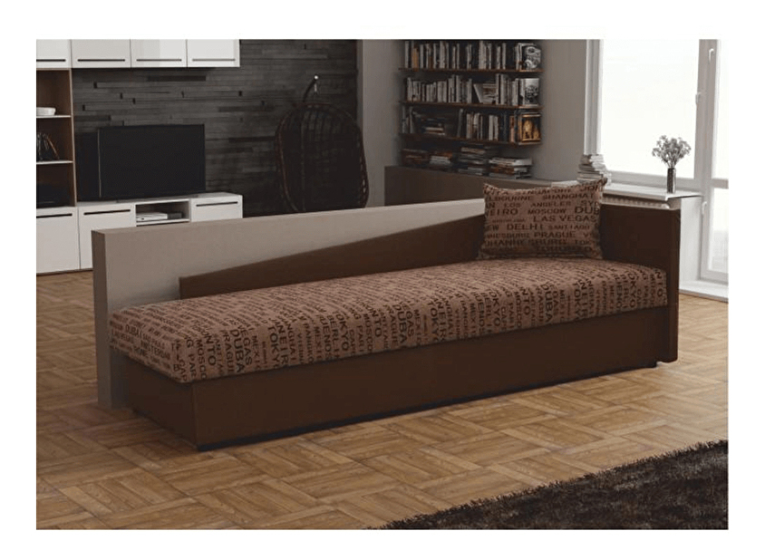 Jednolůžková postel (válenda) 80 cm Jeannine (hnědá) (s úl. prostorem) (P)
