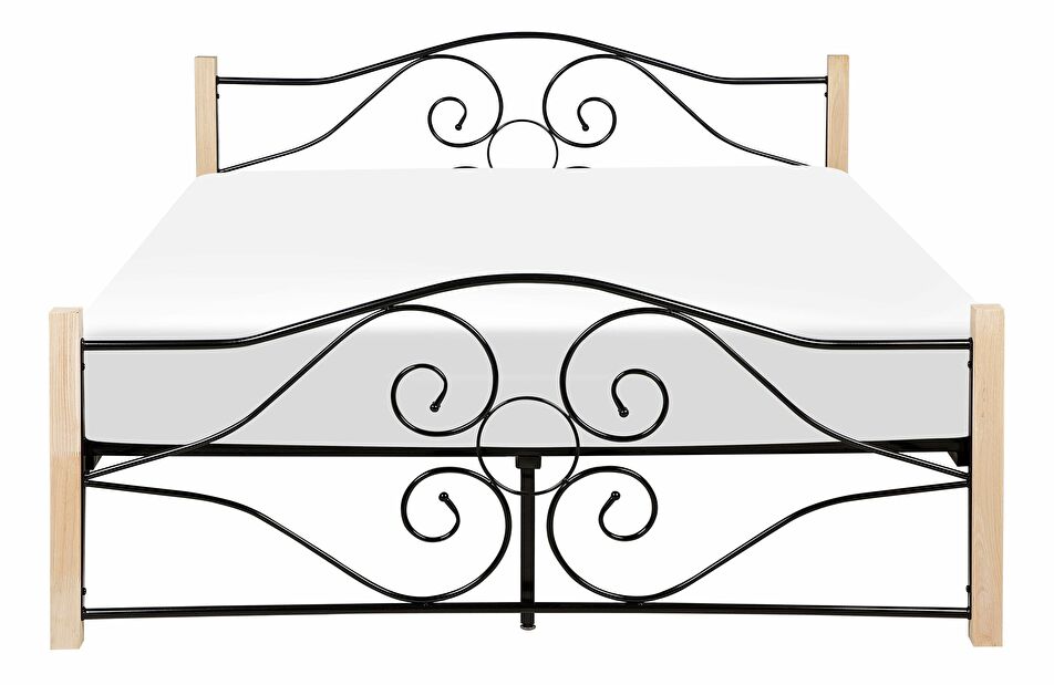 Manželská postel 160 cm FLANGE (s roštem) (černá)