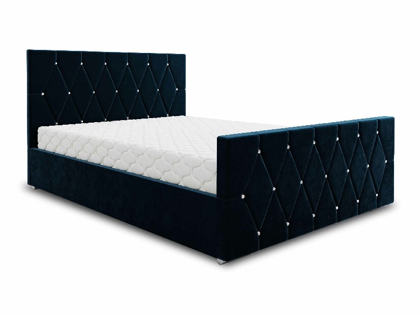 Manželská postel 180 cm Illa (tmavě modrá) (s roštem a úložným prostorem)