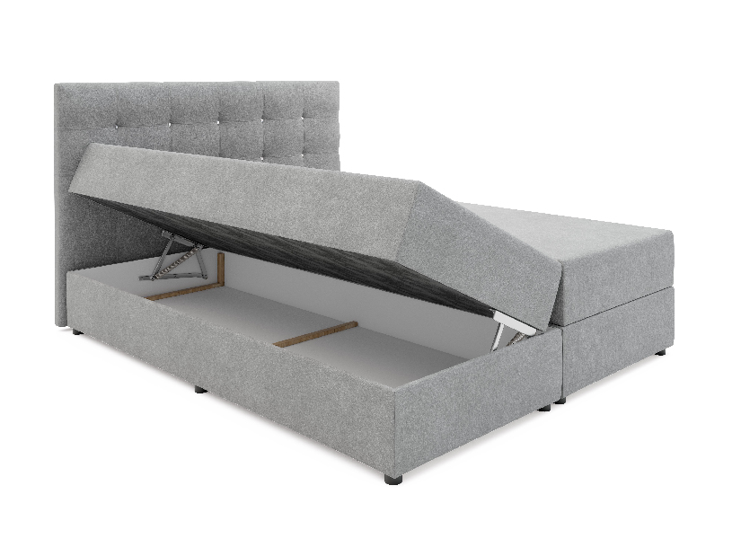 Kontinentální postel 180 cm Karen Comfort (šedá) (s matrací a úložným prostorem)