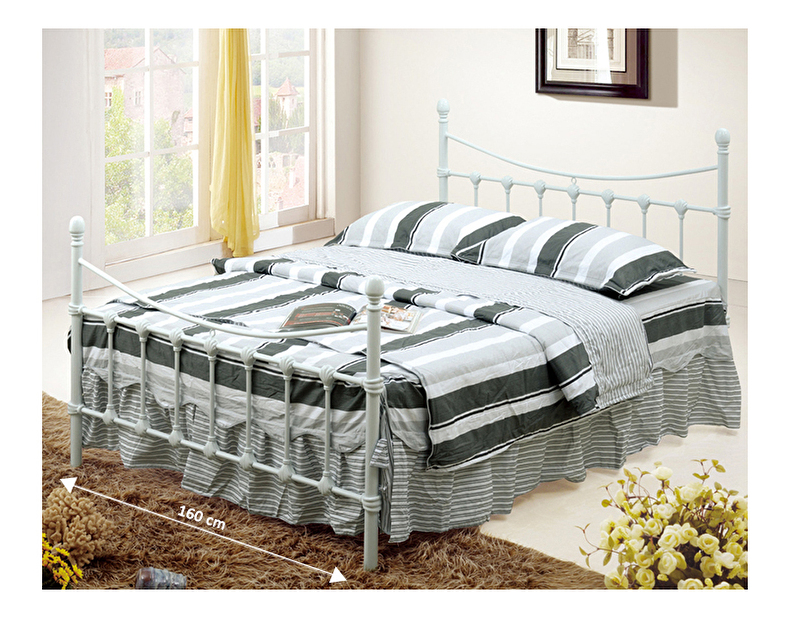 Manželská postel 160 cm Nieves (s roštem) (bílá)