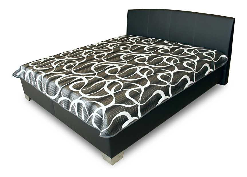 Manželská postel 180 cm Benab Tamira (čierna) (s rošty a matracemi Zero a přehozem)