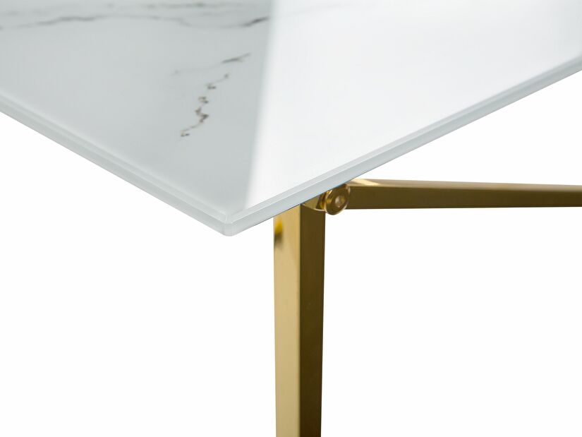 Konferenční stolek Elison (bílá + zlatá) (mramorový efekt)