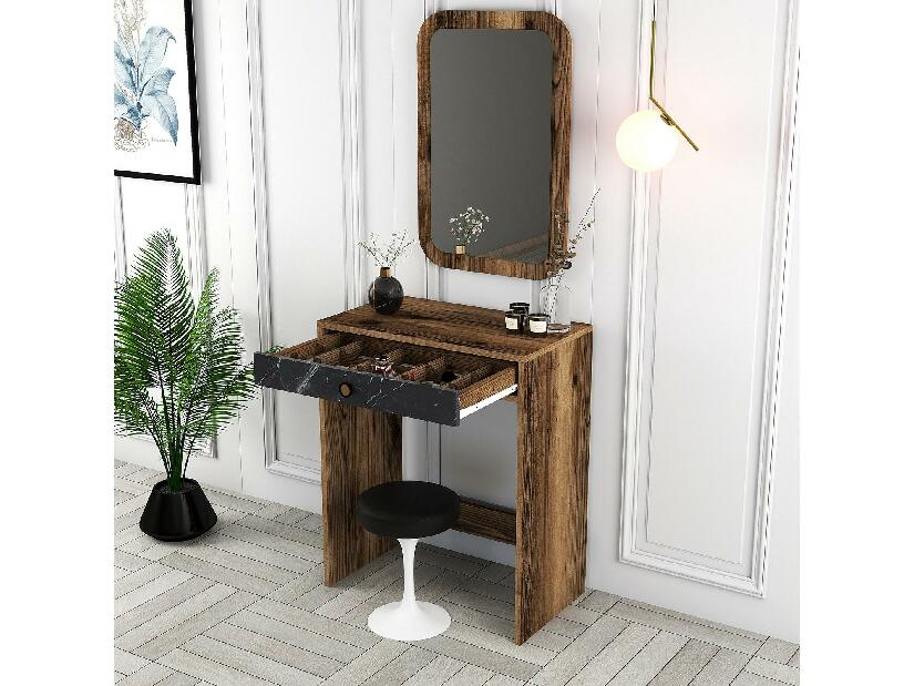Toaletní stolek Logan (černý mramor + ořech)
