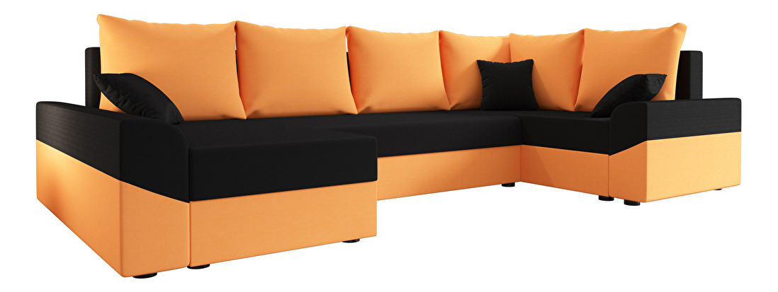 Rohová sedací souprava Dusk Long (oranžová + černá) (P)