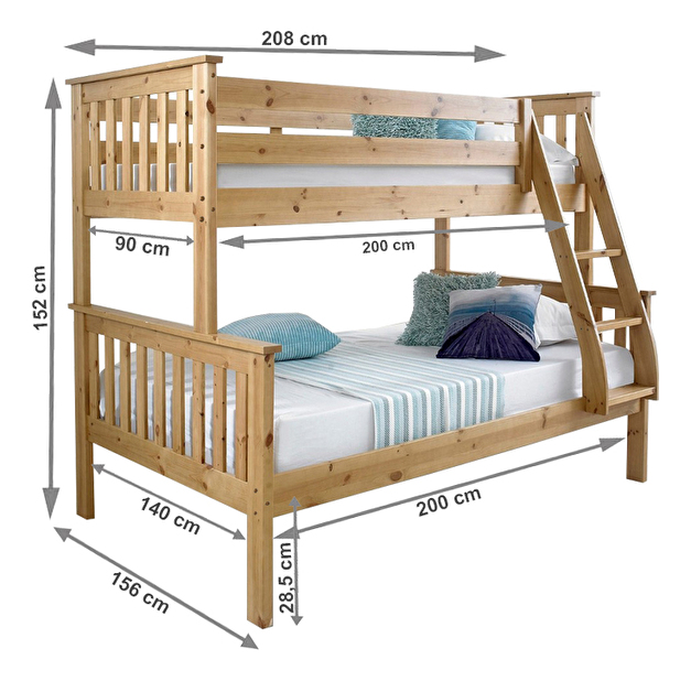 Patrová rozložitelná postel Lunold (s roštem)