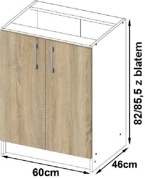 Dolní kuchyňská skříňka Lula s60 (matná bílá + dub sonoma)