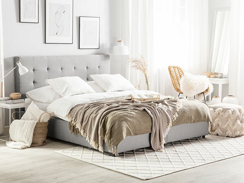 Manželská postel 160 cm ROLLA (s roštem a úl. prostorem) (světle šedá)