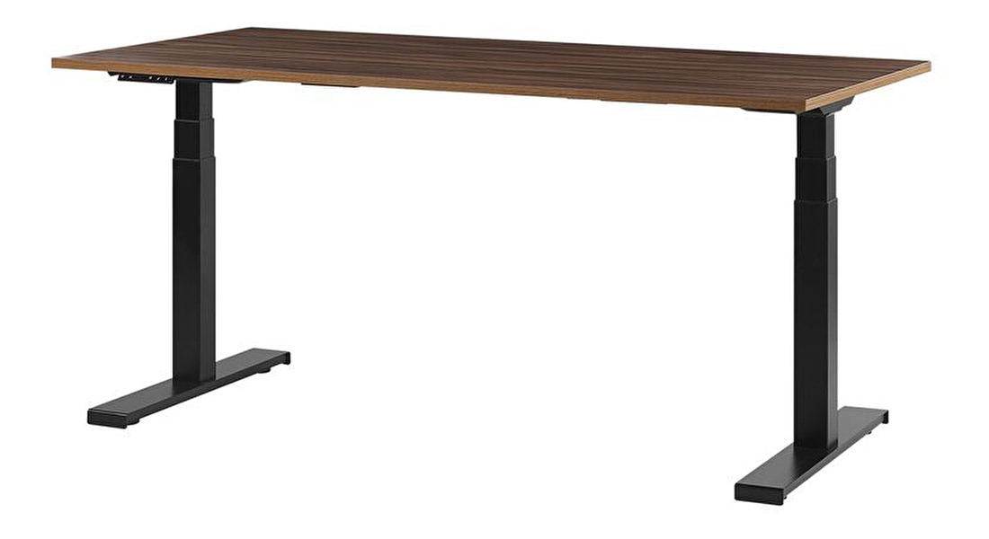 Psací stůl DEsIRA II (160x72 cm) (tmavě hnědá + černá) (el. nastavitelný)
