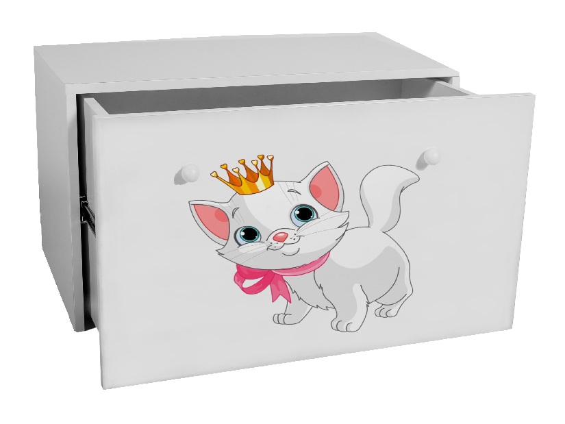 Úložný box pro děti Ione (bílá + kočka)