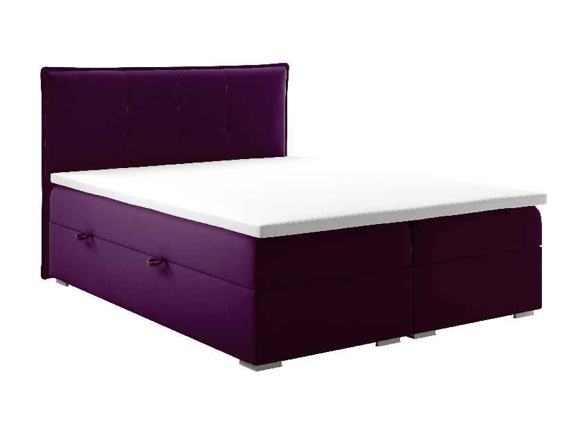 Manželská postel Boxspring 140 cm Carla (fialová)(s úložným prostorem)