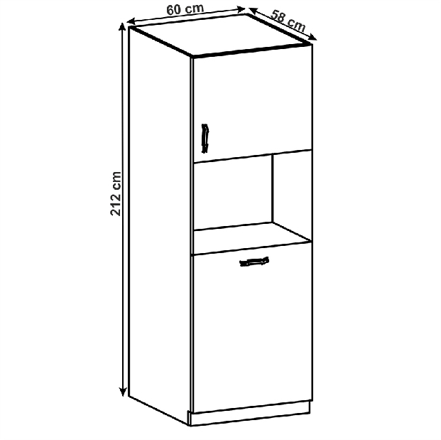 Vysoká kuchyňská skříňka na vestavné spotřebiče D60P Lanaya (bílá + šedá matná)