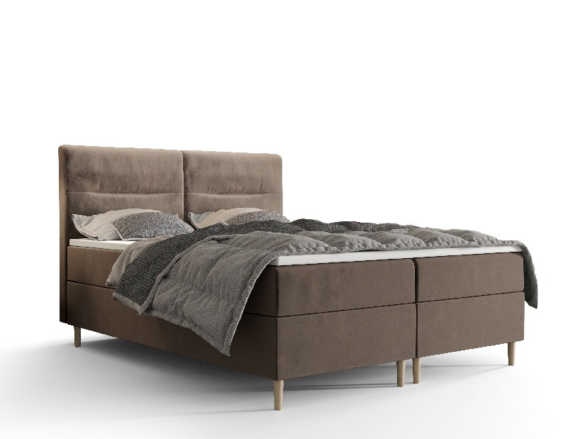 Manželská postel Boxspring 180 cm Saruta (hnědá) (s matrací a úložným prostorem)