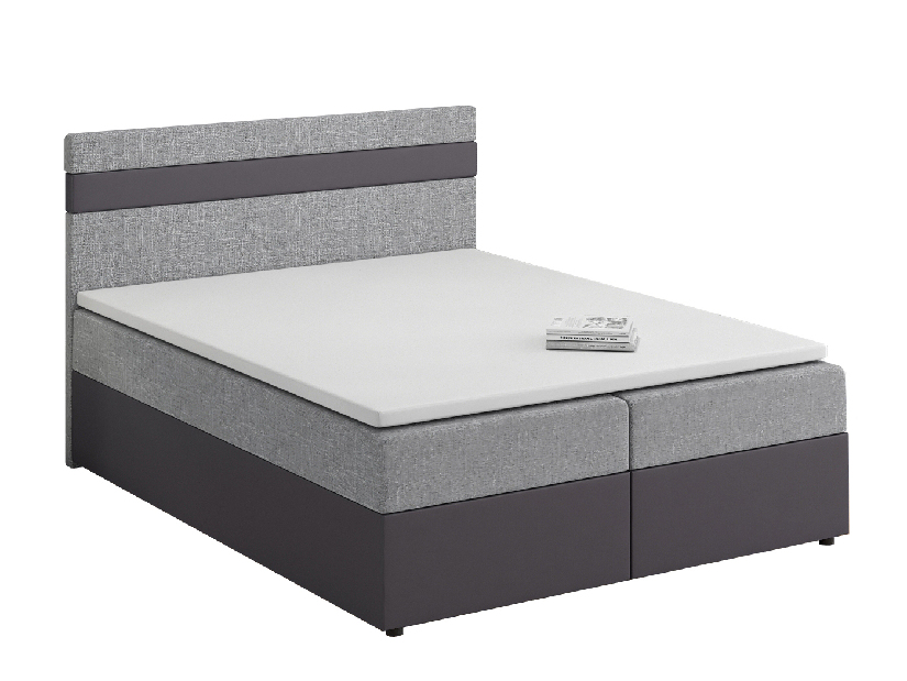 Manželská postel Boxspring 140x200 cm Mimosa (s roštem a matrací) (tmavě šedá + šedá)