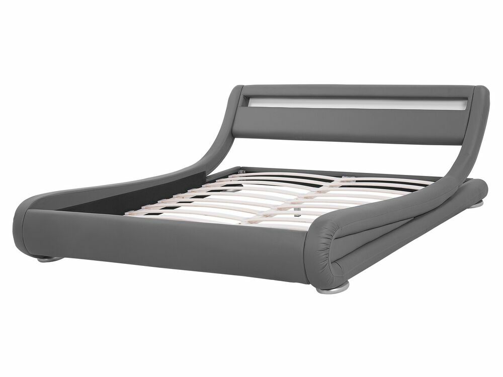 Manželská postel 160 cm AVENUE (s roštem a LED osvětlením) (šedá)