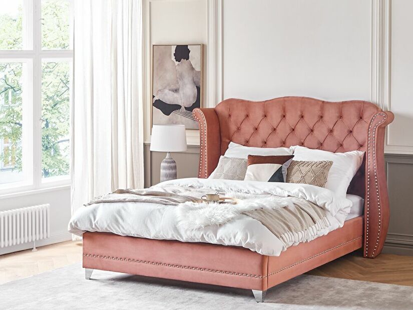 Manželská postel 160 cm Aidan (růžová) (s roštem)