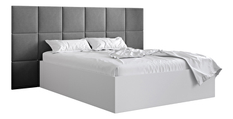 Manželská postel s čalouněným čelem 160 cm Brittany 4 (bílá matná + šedá) (s roštem)