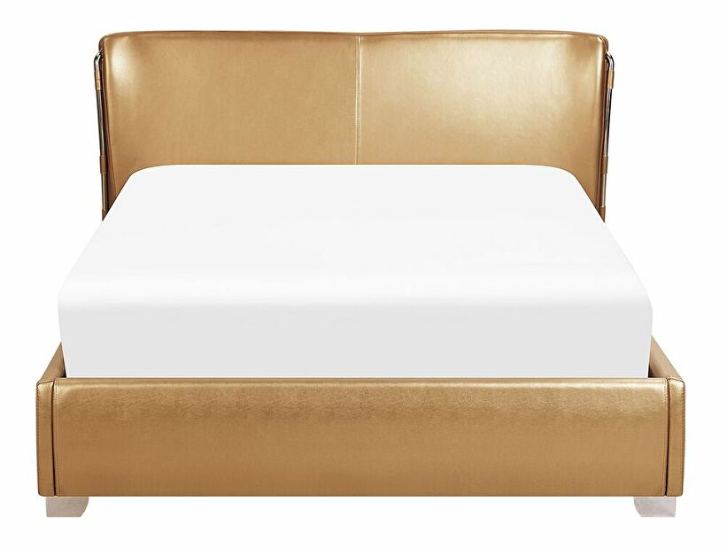 Manželská postel 140 cm PARNAS (s roštem a LED osvětlením) (zlatá)