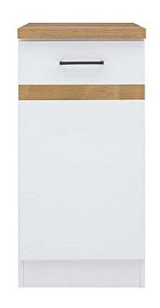 Spodní kuchyňská skříňka BRW Junona line D1D/40/82/L (Bílá + Lesk bílý + Dub craft zlatý) (L) *výprodej
