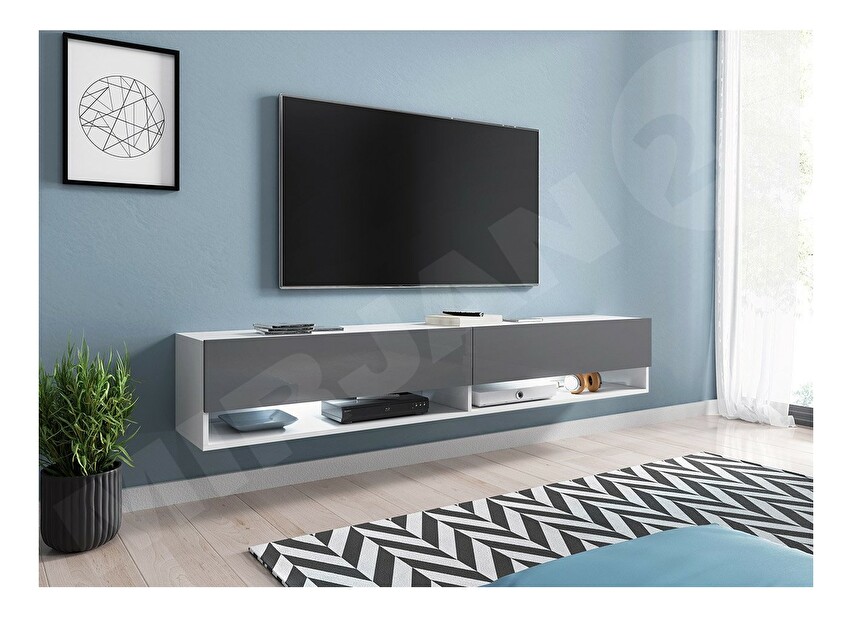 TV stolek/skříňka Adenik 100 (bílá + šedý lesk) *výprodej