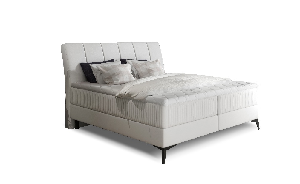 Manželská postel Boxspring 140 cm Alberto (biela) (s matracemi)