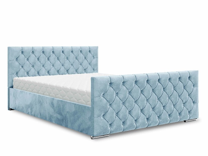 Manželská postel 160 cm Velva (modrá) (s roštem a úložným prostorem)