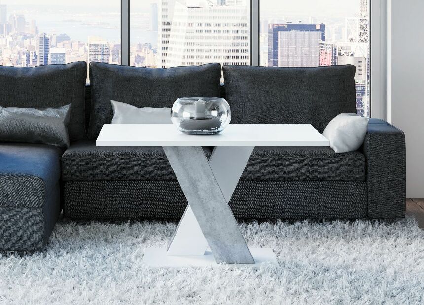 Konferenční stolek Barax Mini (bílá + kámen)*výprodej
