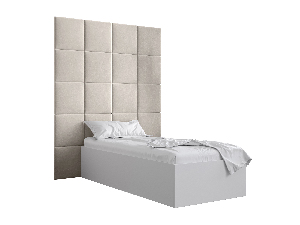 Jednolůžková postel s čalouněným čelem 90 cm Brittany 3 (bílá matná + krémová) (s roštem)