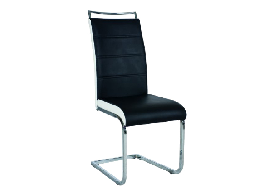 Jídelní židle Harold (černá + bílá + chromová)