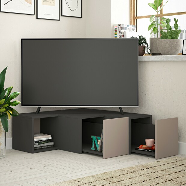 TV stolek/skříňka Cicone (Antracit + Světle hnědá)