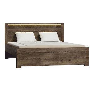 Manželská postel 160 cm Inneas (jasan tmavý) (s roštem)
