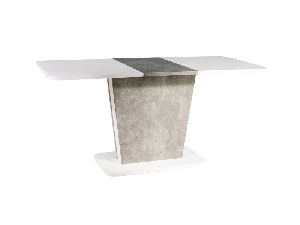Rozkládací jídelní stůl 110-145 cm Caridad (bílá matná + šedá) (pro 4 až 6 osob)