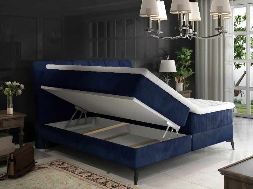 Manželská postel Boxspring 140 cm Alberto (růžová) (s matracemi)