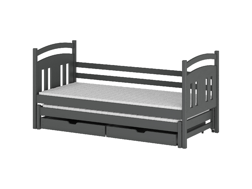 Dětská postel 90 cm FELTON (s roštem a úl. prostorem) (grafit)