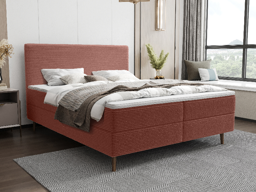 Manželská postel 200 cm Napoli Comfort (terakota) (s roštem, s úl. prostorem)