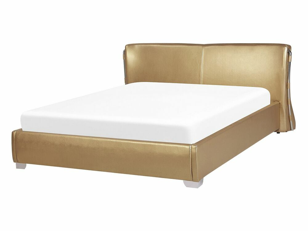 Manželská postel 140 cm PARNAS (s roštem) (zlatá)