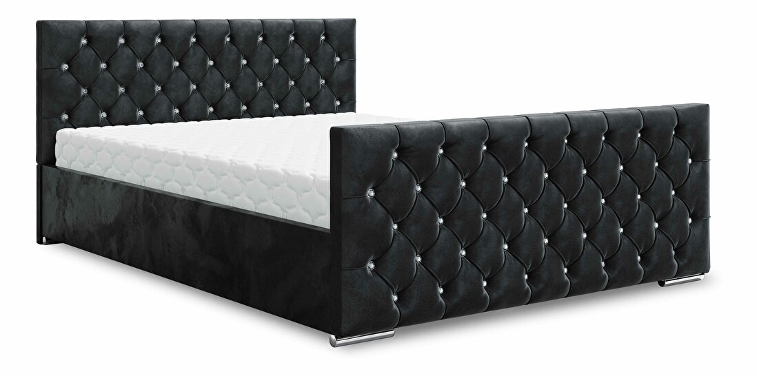Manželská postel 160 cm Quintin (černá) (s roštem a úložným prostorem)