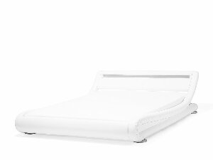 Manželská postel 160 cm AVENUE (s roštem a LED osvětlením) (bílá)
