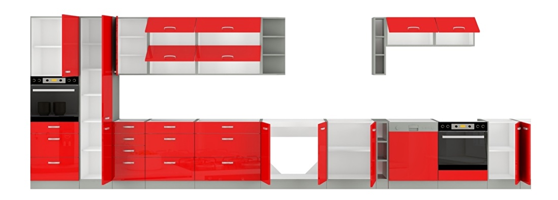 Dolní kuchyňská skříňka na koš Roslyn 15 D CARGO BB (červená + šedá)