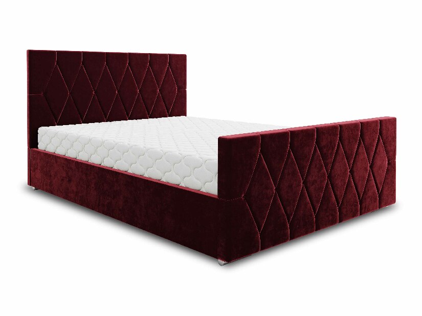 Manželská postel 160 cm Alex (bordó) (s roštem a úložným prostorem)